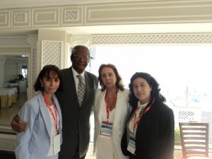 Maria da Glória Mancenido Lopez, o palestrante Edvaldo, Adelina Silveira Alcântara Machado (Presidente da OBME) e Perla Mizzuno