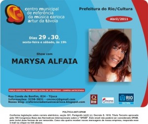 Flyer virtual do show de Marysa