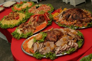 Carnes assadas disponíveis no cardápio do Buffet Doce Mel