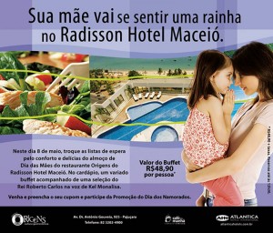 Flyer promocional do Dia das Mães do Radisson Hotel