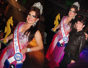 Candidatas ao Miss Alagoas G 2012 brilham na passarela Em detalhe, a vencedora do concurso, Tayla Martinelli; e Tayla e o organizador do evento, Júnior Toledo