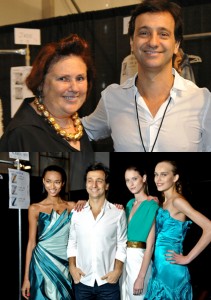 Suzy Menkes e Carlos Miele (topo); Carlos Miele e modelos (embaixo)