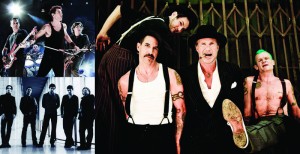 Capital Inicial (no topo da imagem, à esquerda), Snow Patrol (no canto inferior, à esquerda) e os Red Hot Chili Peppers