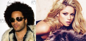 Lenny Kravitz (esquerda) e a colombiana Shakira