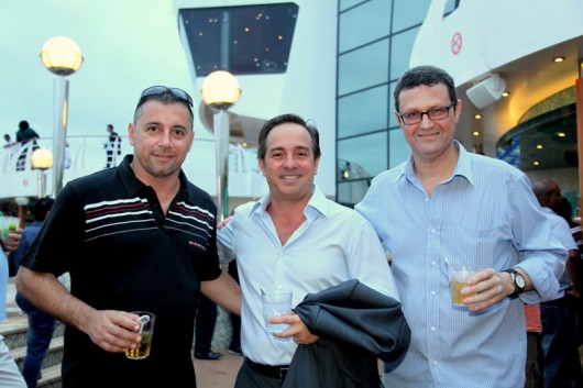 Empresários do turismo como Claudio Porto, Dado Nascimento, da Nascimento Turismo  e Adauto Gomes presentes no lançamento do navio