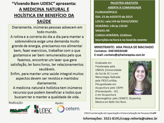 A Medicina Natural e Holística em Benefício da Saúde Folder com informações