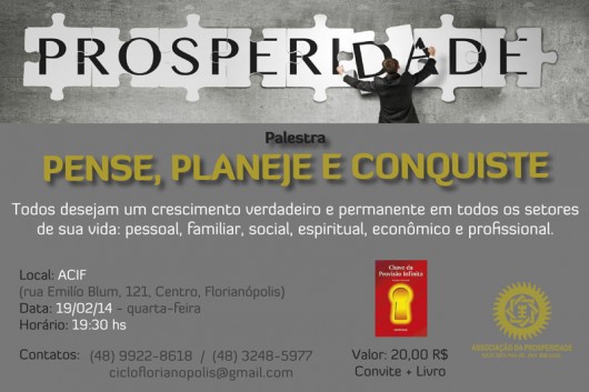 Inscrições para Palestra Pense, Planeje e Conquiste Convite Conferencia