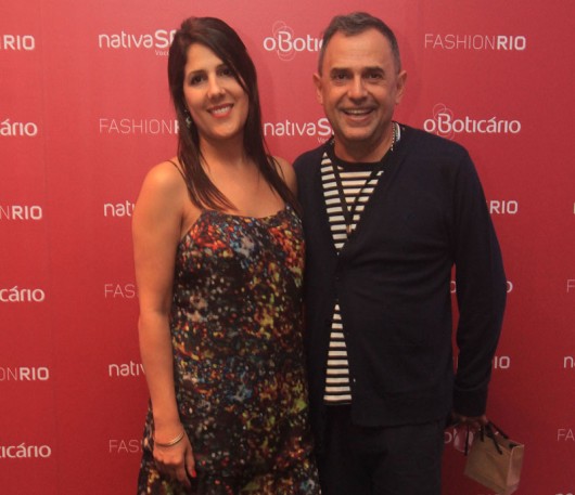 PauloBorges, organizador do Fashion Rio e Ludmila Fernandes, gerente de marca O Boticario