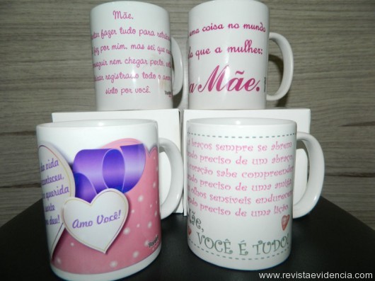 Canecas “Mãe Você é tudo”, “Mãe Especial” e “Mãe Amo Você”