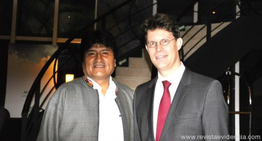 Evo Morales, presidente da Bolívia com Johannes Bayer, gerente geral do Meliá Jardim Europa. 