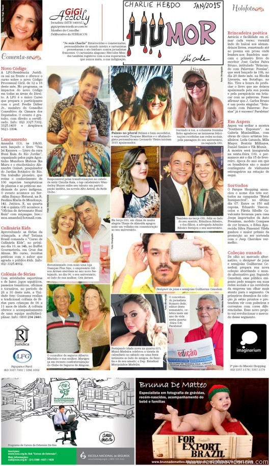 Página da coluna Gigi Accioly, em circulação no Jornal Primeira Edição