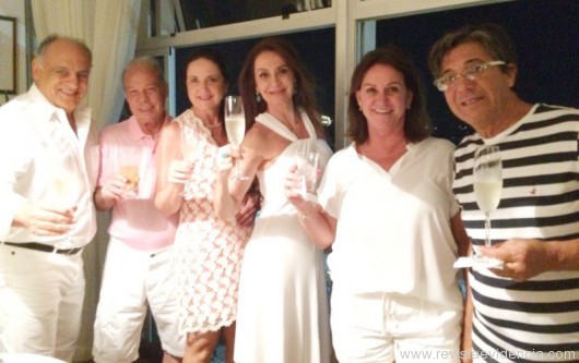 Sergio, o empresário Fernando Cordeiro, da Malex, Rita Guilger, Cládia, Estela Mendonça e seu marido, o argentino Luis Monfort