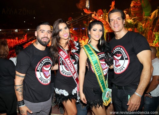 No camarote do programa de TV, Meta a Boca Manaus, o modelo e ex BBB Yuri Fernandes com a Miss Amazonas 2015 Carolina Toledo e a Miss Manaus 2015 Tayla Araujo com o ator global e modelo internacional Carlos Machado.