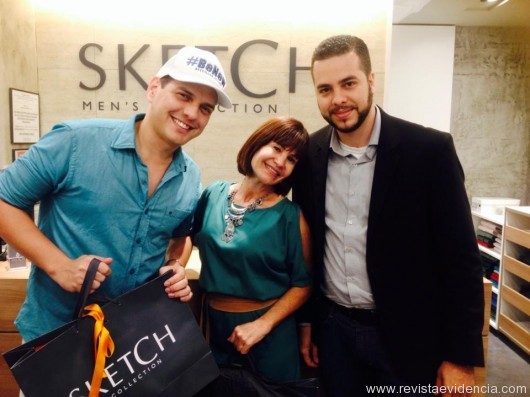 O Promoter Wilton Rocha;a consultora de moda Monica Maia e o gerente da Sketch, Igor Matos