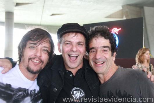 Bruno Araújo (Baixista/Legião Urbana), Rodrigo Santos (Barão Vermelho) e George Israel(Kid Abelha) (Foto: Alexandre Campos)