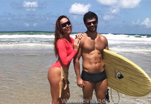 A apresentadora de tv, Sabrina Sato e o ator Duda Nagle, no Kenoa Resort, em Alagoas