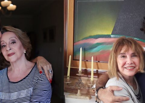 (esquerda) Digital influencer Claudia Métne e sua mãe, Neuza Métne; (direita) estilista Telma Monteiro e o filho, o extraordinário ator, Eriberto Leão