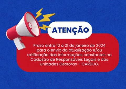 TCE/AL alerta para o prazo de cadastro e recadastramento no CARDUG