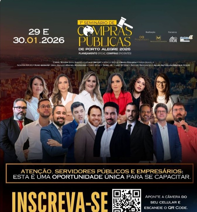 Porto Alegre sediará o 1º Seminário de Compras Públicas de 2026 nos dias 29 e 30 de janeiro de 2026